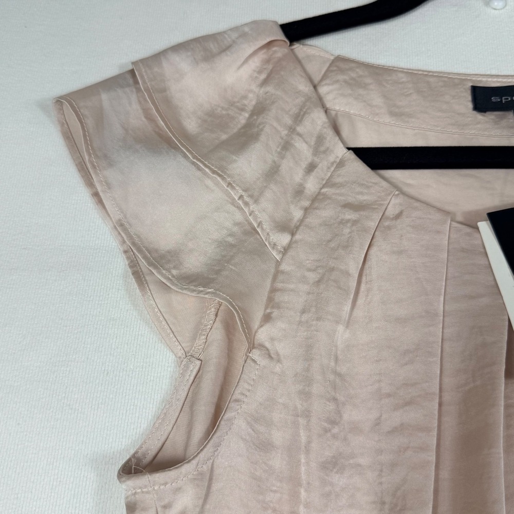 Spense Flutter Sleeve Blouse M Cream/Rose Satin Top Office Date night silky - Picture 4 of 15